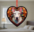 English Bull Terrier Stained Glass Effect Heart Suncatcher